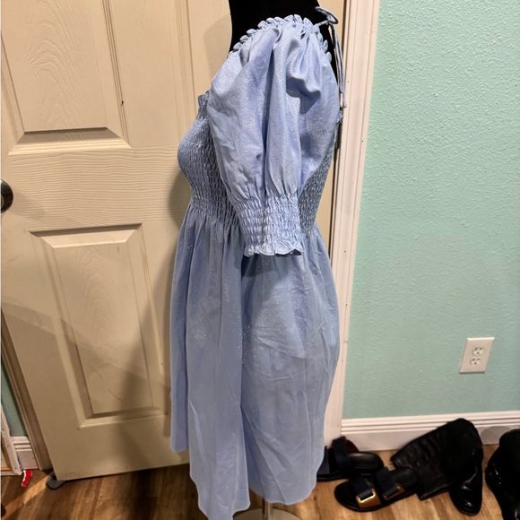 Hill House Athena Nap Dress Light Blue Silver Sparkle - Picture 3 of 5